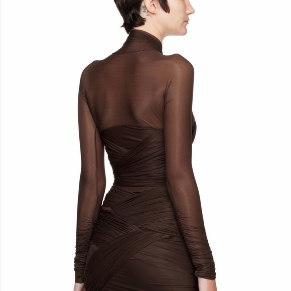 Alexander Wang Chocolate Brown Long Sleeve Wrap Blouse - Picture 3 of 4